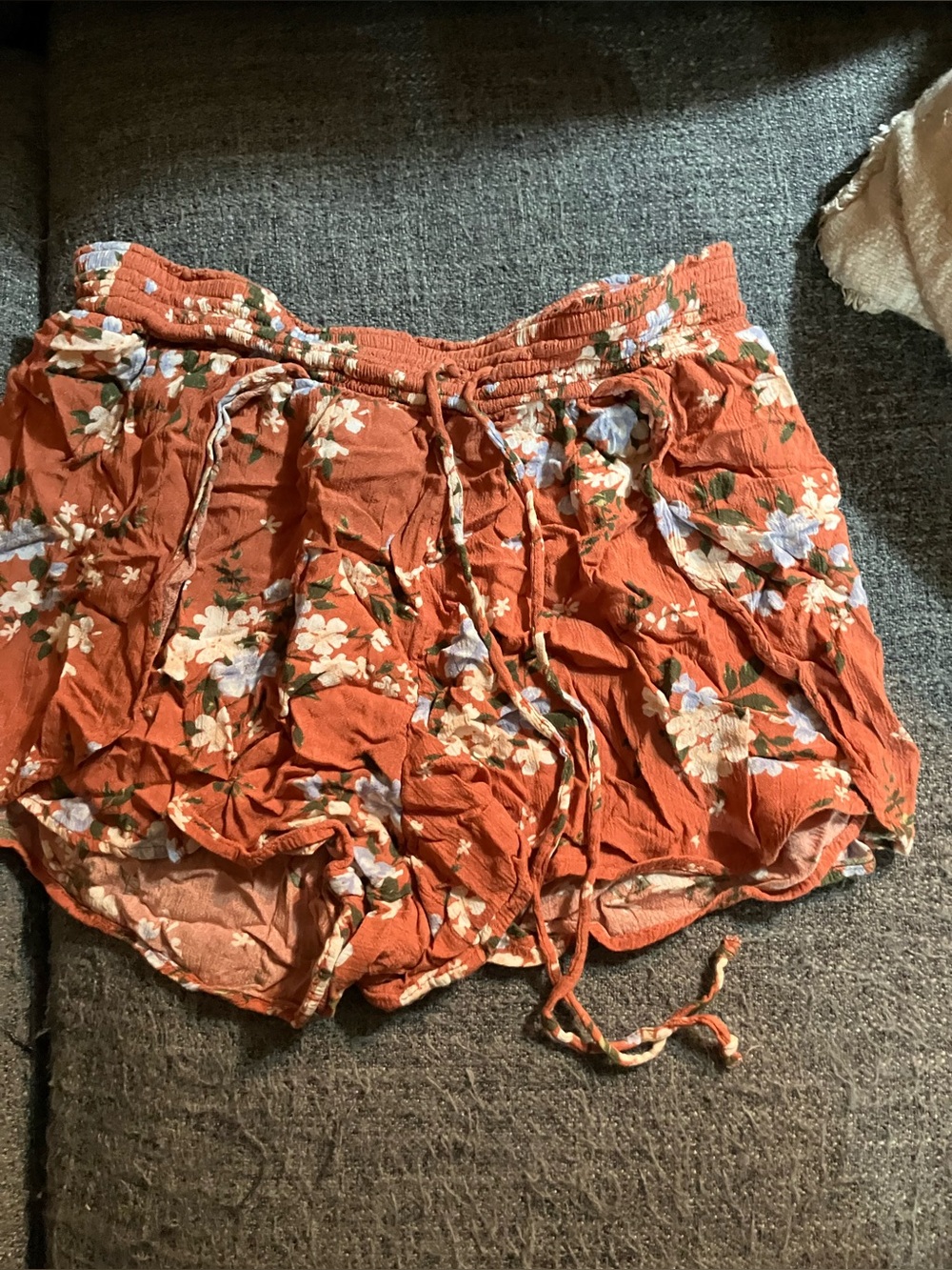 American Eagle Outfitters Rust Floral Drawstring Shorts